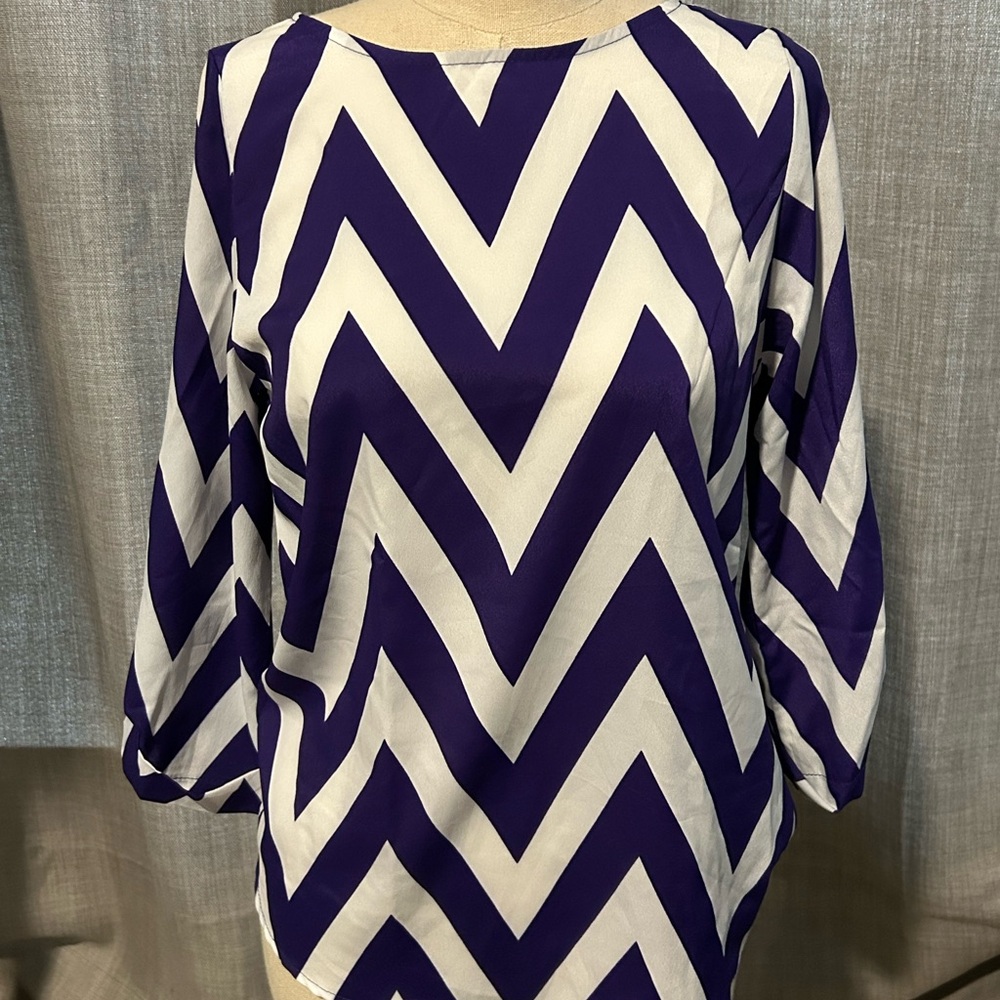 Chevron Patterned Purple and White Women's Top